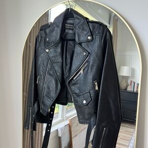 Women's Black Leather Moto Jacket